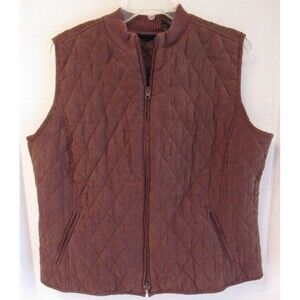 Relativity Quilted Full Zip Sleeveless Polyester Brown Vest Zip Pockets Size 1X